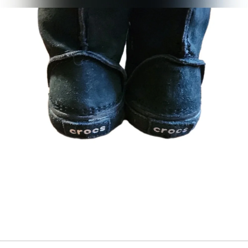 Crocs Black Buckle Boots Zip Up‎ Little Kids Girls Size C10 Winter Preppy